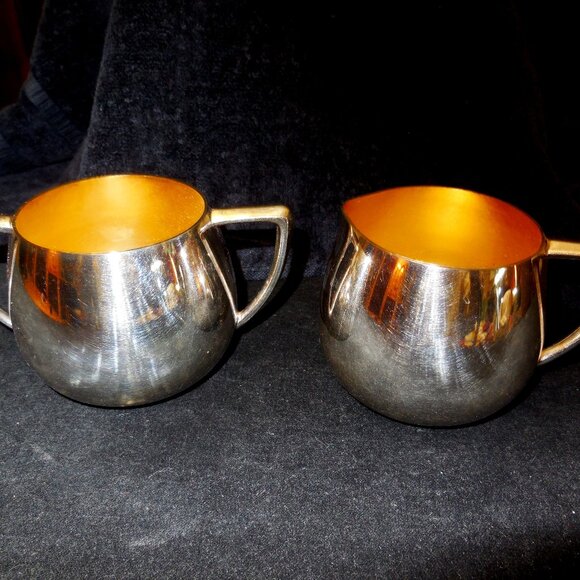 Empire Crafts Quadruple Silver Plate Cream and Sugar Set VINTAGE  NEW - Picture 1 of 2